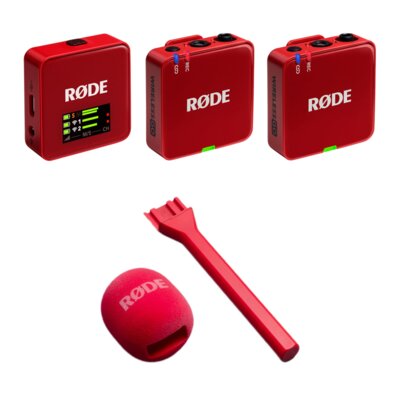System bezprzewodowy RODE Wireless Go III Czerwony + Uchwyt RODE Interview Go Czerwony