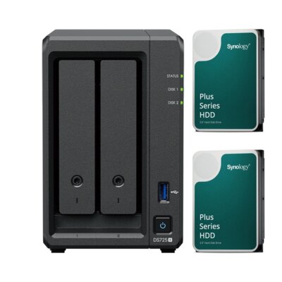 Serwer plików SYNOLOGY DiskStation DS725+ 4GB RAM + Dysk SYNOLOGY HAT3300 4TB HDD (2 szt.)