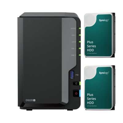 Serwer plików SYNOLOGY DiskStation DS225+ 2GB RAM + Dysk SYNOLOGY HAT3300 6TB HDD (2 szt.)