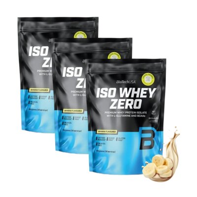Odżywka białkowa BIOTECH Iso Whey Zero Bananowy (3 x 454 g) Bez cukru