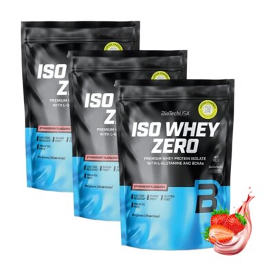 Odżywka białkowa BIOTECH Iso Whey Zero Truskawkowy (3 x 454 g) Bez cukru