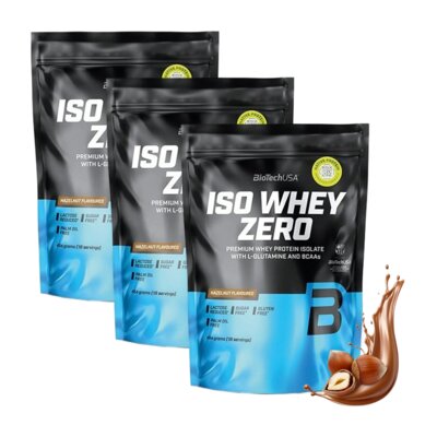 Odżywka białkowa BIOTECH Iso Whey Zero Orzech laskowy (3 x 454 g) Bez cukru