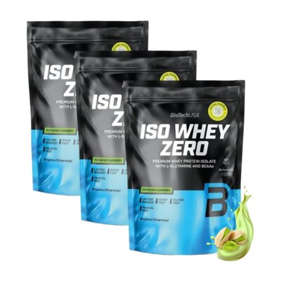 Odżywka białkowa BIOTECH Iso Whey Zero Pistacjowy (3 x 454 g) Bez cukru