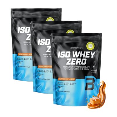 Odżywka białkowa BIOTECH Iso Whey Zero Słony karmel (3 x 454 g) Bez cukru