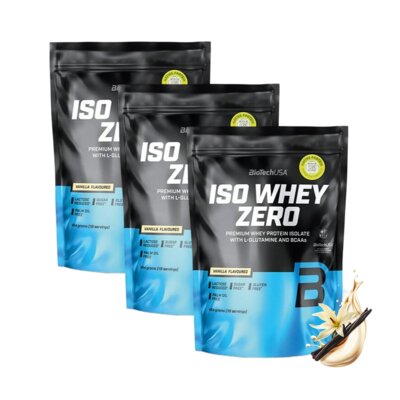 Odżywka białkowa BIOTECH Iso Whey Zero Waniliowy (3 x 454 g) Bez cukru