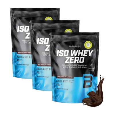 Odżywka białkowa BIOTECH Iso Whey Zero Ciemna czekolada (3 x 454 g) Bez cukru