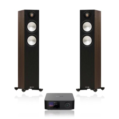 Wzmacniacz WIIM Utra Amp Ciemnoszary + Podłogowa kolumna głośnikowa MONITOR AUDIO Bronze 300 7G Orzech (2 szt.)