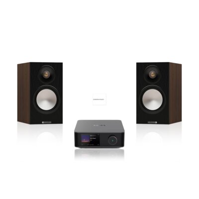 Wzmacniacz WIIM Utra Amp Ciemnoszary + Podstawkowe kolumny głośnikowe MONITOR AUDIO 50 7G Orzech (2 szt.)