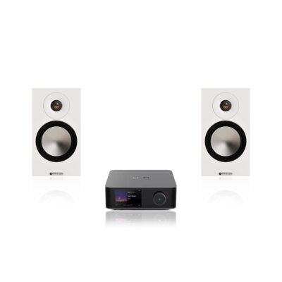 Wzmacniacz WIIM Utra Amp Ciemnoszary + Podstawkowe kolumny głośnikowe MONITOR AUDIO 50 7G Biały (2 szt.)