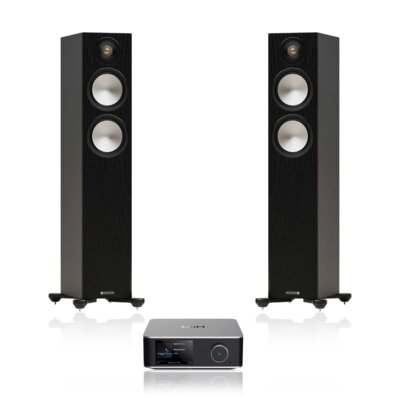 Wzmacniacz WIIM Utra Amp Srebrny + Podłogowa kolumna głośnikowa MONITOR AUDIO Bronze 300 7G Czarny (2 szt.)