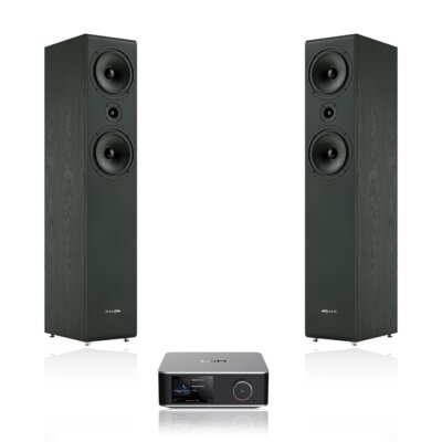 Wzmacniacz WIIM Utra Amp Srebrny + Kolumna głośnikowa PYLON AUDIO Opal 23 Czarny jesion (2 szt.)