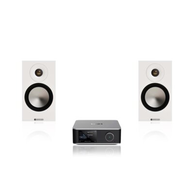 Wzmacniacz WIIM Utra Amp Srebrny + Podstawkowe kolumny głośnikowe MONITOR AUDIO 50 7G Biały (2 szt.)