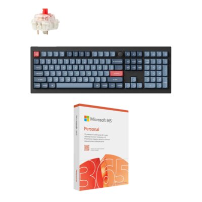 Klawiatura KEYCHRON V6 Max Wireless Switch Gateron Jupiter Red Czarno-niebiesko-czerwony + Program MICROSOFT 365 Personal