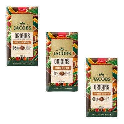 Kawa mielona JACOBS Origins Fusion Uganda & Kenya 3 x 0.45 kg