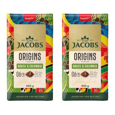 Kawa mielona JACOBS Origins Fusion Brazil & Colombia 2 x 0.45 kg