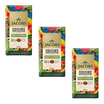 Kawa mielona JACOBS Origins Fusion Brazil & Colombia 3 x 0.45 kg
