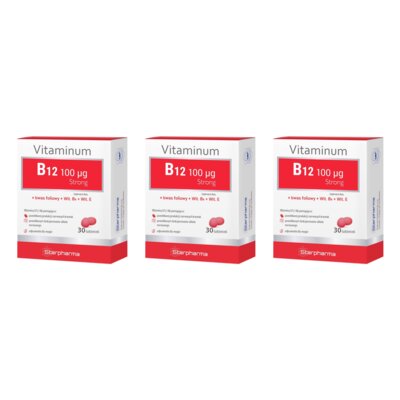 Kompleks witamin STARPHARMA B12 100 μg Strong (3 x 30 tabletek)