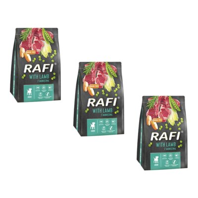 Karma dla psa RAFI Junior z jagnięciną 3 x 3 kg