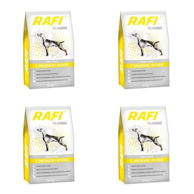 Karma dla psa RAFI Classic Drób z ryżem 4 x 10 kg
