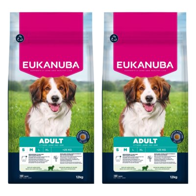 Karma dla psa EUKANUBA Adult Small and Medium Breed Jagnięcina 2 x 12 kg