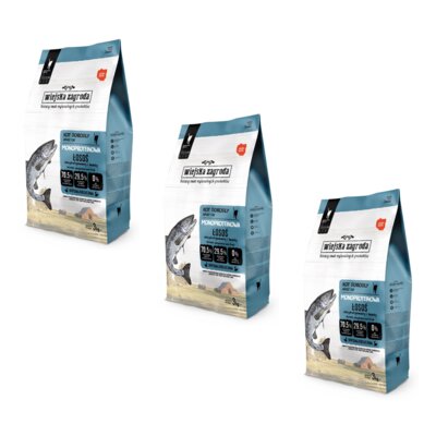 Karma dla kota WIEJSKA ZAGRODA Adult Monoproteionowy Łosoś 3 x 3 kg