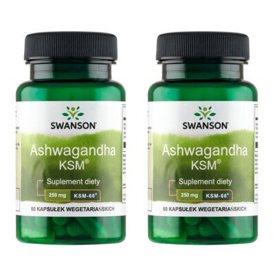 Adaptogen SWANSON Ashwagandha KSM-66 (2 x 60 kapsułek)