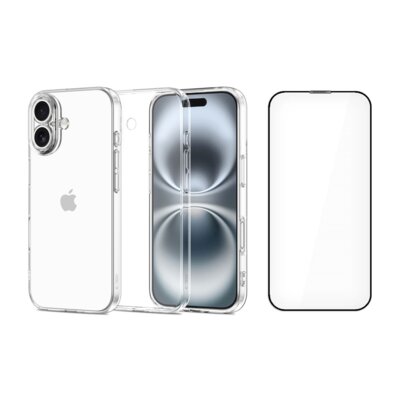 Etui TECH-PROTECT FlexAir do Apple iPhone 17 Przezroczysty + Szkło hartowane TECH-PROTECT Quick Set+ do Apple iPhone 17 (2 szt.)