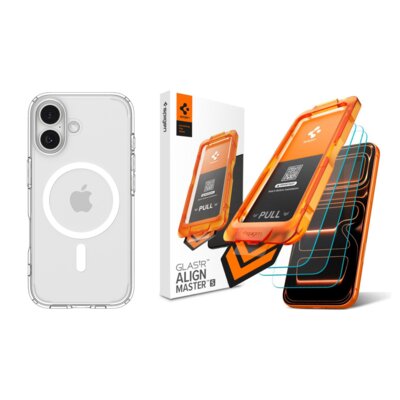 Etui SPIGEN Ultra Hybrid Mag MagSafe do Apple iPhone 17 Przezroczysto biały + Szkło hartowane SPIGEN ALM Glas.TR Slim do Apple iPhone 17 (3 szt.)