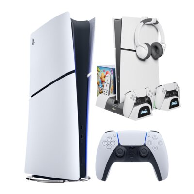 Konsola SONY PlayStation 5 Digital Edition 825GB E-chassis + Podstawka chłodząca FROGGIEX FX-P5-C4-W do PS5 Slim