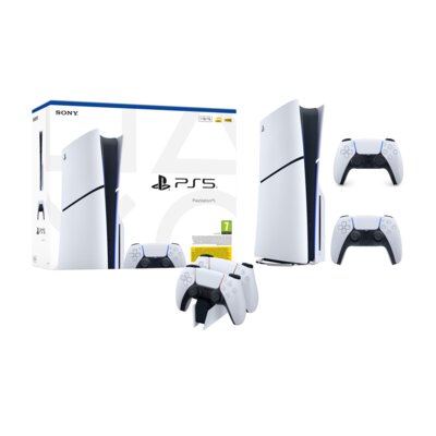 Konsola SONY PlayStation 5 Slim E-chassis + Stacja ładująca SONY DualSense + Kontroler SONY DualSense Biały