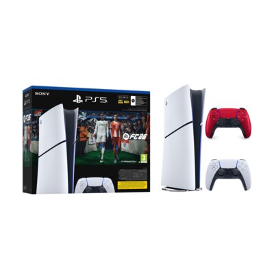 Konsola SONY PlayStation 5 Digital Slim Edition + FC26 (klucz aktywacyjny) + Kontroler SONY DualSense Wulkaniczna czerwień