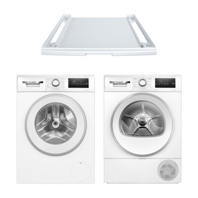 Pralka BOSCH WAN2425LPL Serie 4 8kg 1200 obr + Suszarka BOSCH WTH85V9SPL Serie 4 z pompą ciepła + Łącznik BOSCH WTZ27400