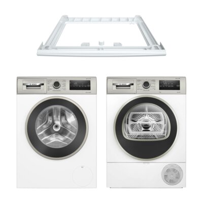 Pralka BOSCH WAN28M3SPL Serie 4 9kg 1400 obr ActiveWater Plus + Suszarka BOSCH WTH85VMSPL Serie 4 z pompą ciepła + Łącznik BOSCH WTZ27410