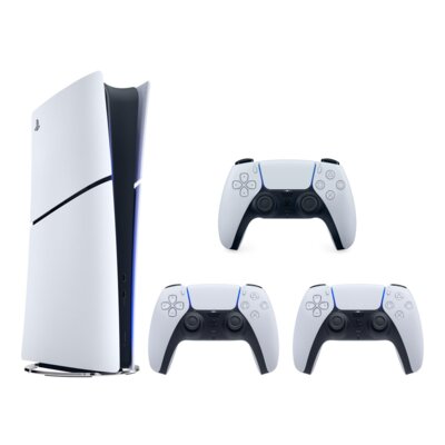 Konsola SONY PlayStation 5 Digital Slim Edition 825GB E-chassis + 2 kontrolery Dualsense + Kontroler SONY DualSense Biały