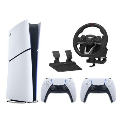 Konsola SONY PlayStation 5 Digital Slim Edition 825GB E-chassis + 2 kontrolery Dualsense + Kierownica HORI Racing Wheel Apex (PC/PS4/PS5)