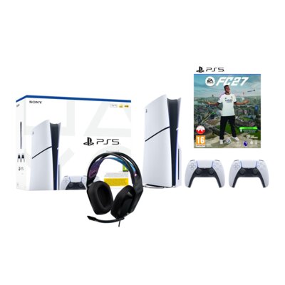 Konsola SONY PlayStation 5 Slim E-chassis 1TB + Kontroler SONY DualSense Biały + EA SPORTS FC 27 Gra PS5 + Słuchawki LOGITECH G335 Nauszne Czarny