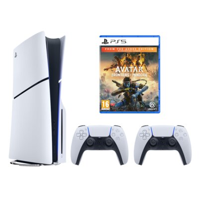 Konsola SONY PlayStation 5 Slim E-chassis 1TB + Kontroler SONY DualSense Biały + Avatar: Frontiers of Pandora From The Ashes Edition (Z popiołów) Gra PS5