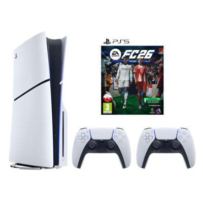 Konsola SONY PlayStation 5 Slim E-chassis 1TB + Kontroler SONY DualSense Biały + EA SPORTS FC 26 Gra PS5