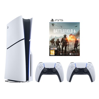 Konsola SONY PlayStation 5 Slim E-chassis 1TB + Kontroler SONY DualSense Biały + Battlefield 6 Gra PS5
