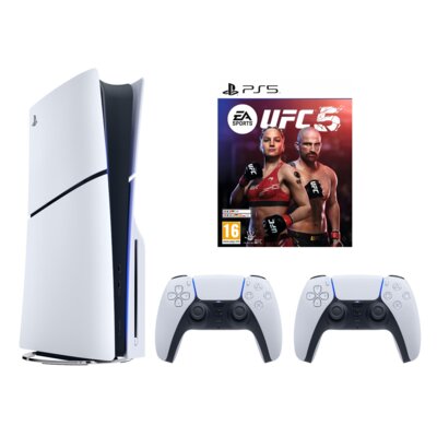 Konsola SONY PlayStation 5 Slim E-chassis 1TB + Kontroler SONY DualSense Biały + EA Sports UFC 5 Gra PS5