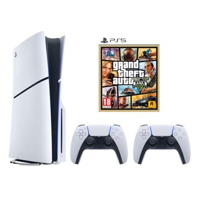 Konsola SONY PlayStation 5 Slim E-chassis 1TB + Kontroler SONY DualSense Biały + Grand Theft Auto V Gra PS5