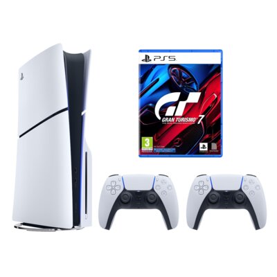 Konsola SONY PlayStation 5 Slim E-chassis 1TB + Kontroler SONY DualSense Biały + Gran Turismo 7 Gra PS5