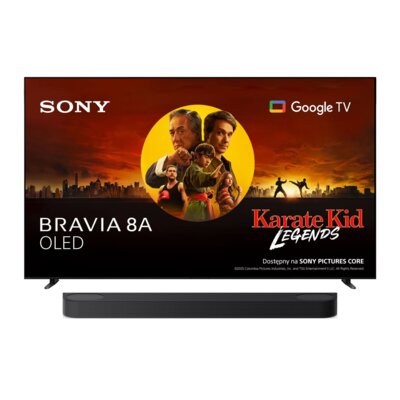 Telewizor SONY BRAVIA 8A K-77XR8A 77" OLED 4K 120Hz VRR Google TV Dolby Atmos Dolby Vision HDMI 2.1 + Soundbar SONY BRAVIA Theatre Bar 6 HT-BD60 3.1.2 kanałowy 350W, Dolby Atmos, Dolby Digital, HDMI ARC, BT