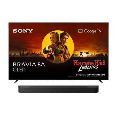 Telewizor SONY BRAVIA 8A K-65XR8A 65" OLED 4K 120Hz VRR Google TV Dolby Atmos Dolby Vision HDMI 2.1 + Soundbar SONY BRAVIA Theatre Bar 6 HT-BD60 3.1.2 kanałowy 350W, Dolby Atmos, Dolby Digital, HDMI ARC, BT