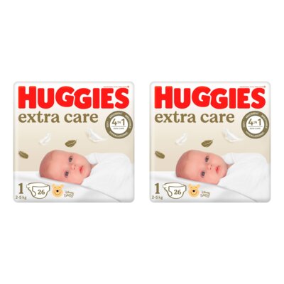 Pieluszki HUGGIES Extra Care 1 2-5kg (52 szt.)