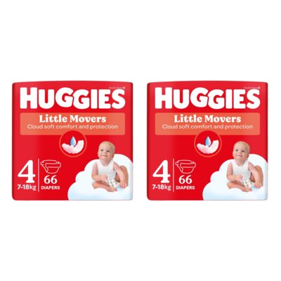 Pieluszki HUGGIES Little Movers Mega Pack 4 7-18kg (132 szt.)
