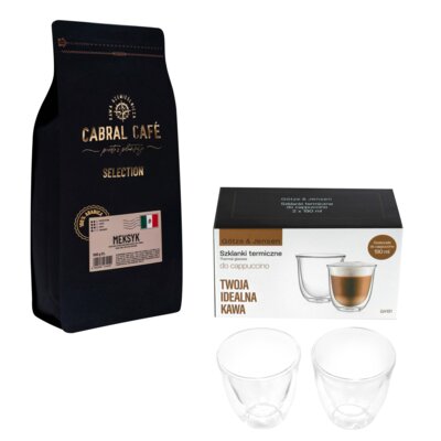Kawa ziarnista CABRAL CAFE Selection Meksyk 1 kg + Zestaw szklanek GÖTZE & JENSEN GA191 (2 sztuki)