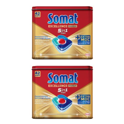 Kapsułki do zmywarki SOMAT Excellence Premium 5w1 - 84 sztuki + Puszka