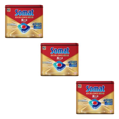 Kapsułki do zmywarki SOMAT Excellence Premium 5w1 - 126 sztuki + Puszka