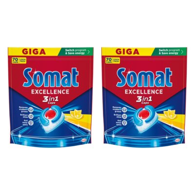 Kapsułki do zmywarki SOMAT Excellence Caps 3w1 Lemon - 140 szt.